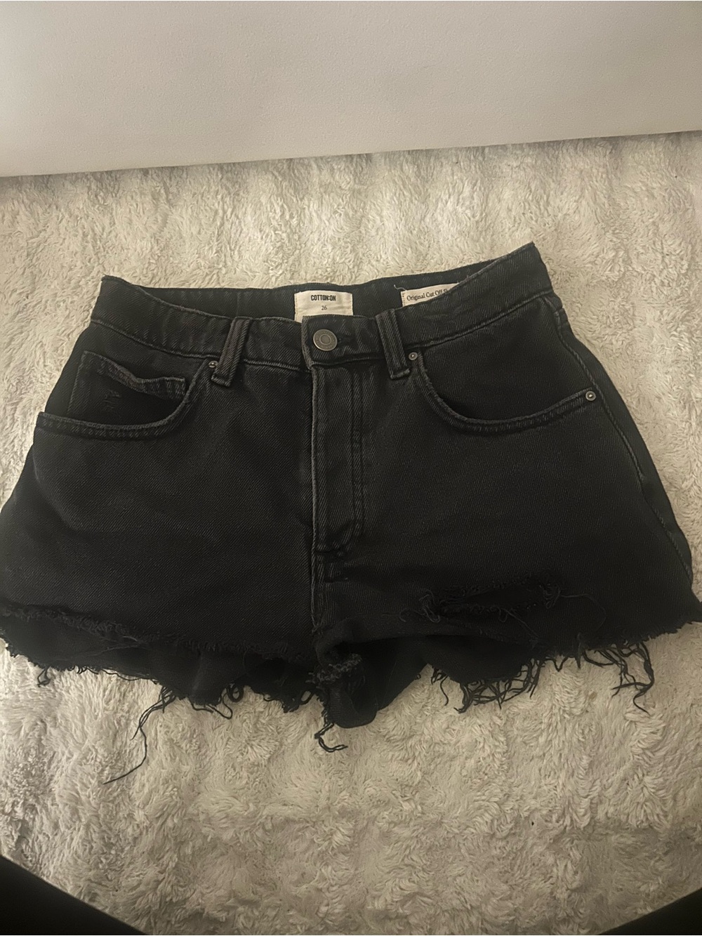 Cotton On Black Distressed Denim Cutoff Shorts